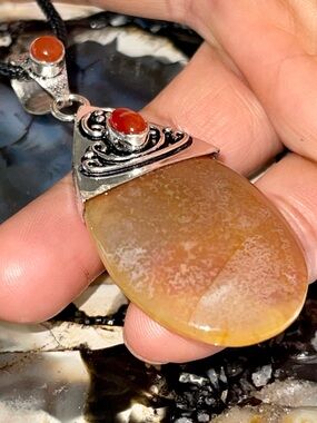 Translucent Rustic Carnelian Crystal Pendant  2 7/8”